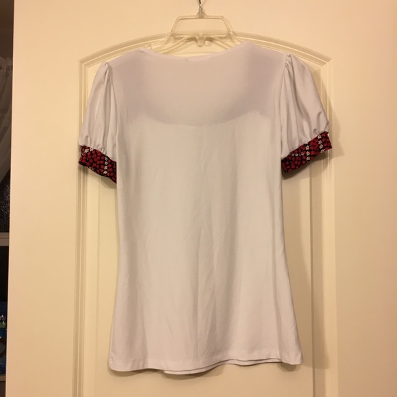 Bow Blouse Capped Lantern Sleeves Floral - Picture 4 of 4